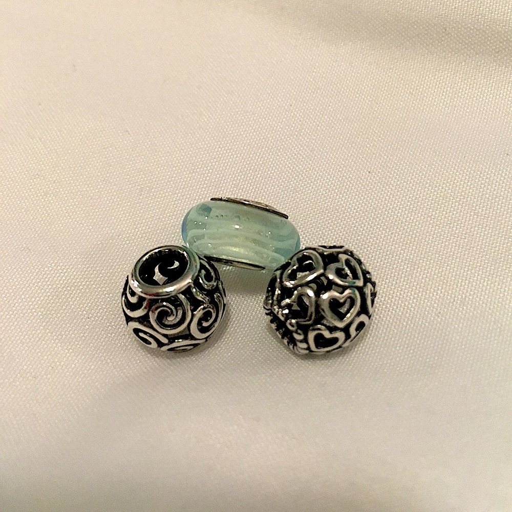 Pandora glass charm and oval charms